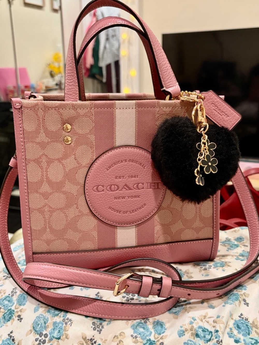 Coach Dempsey Signature Jacquard Mini Satchel (Pink)